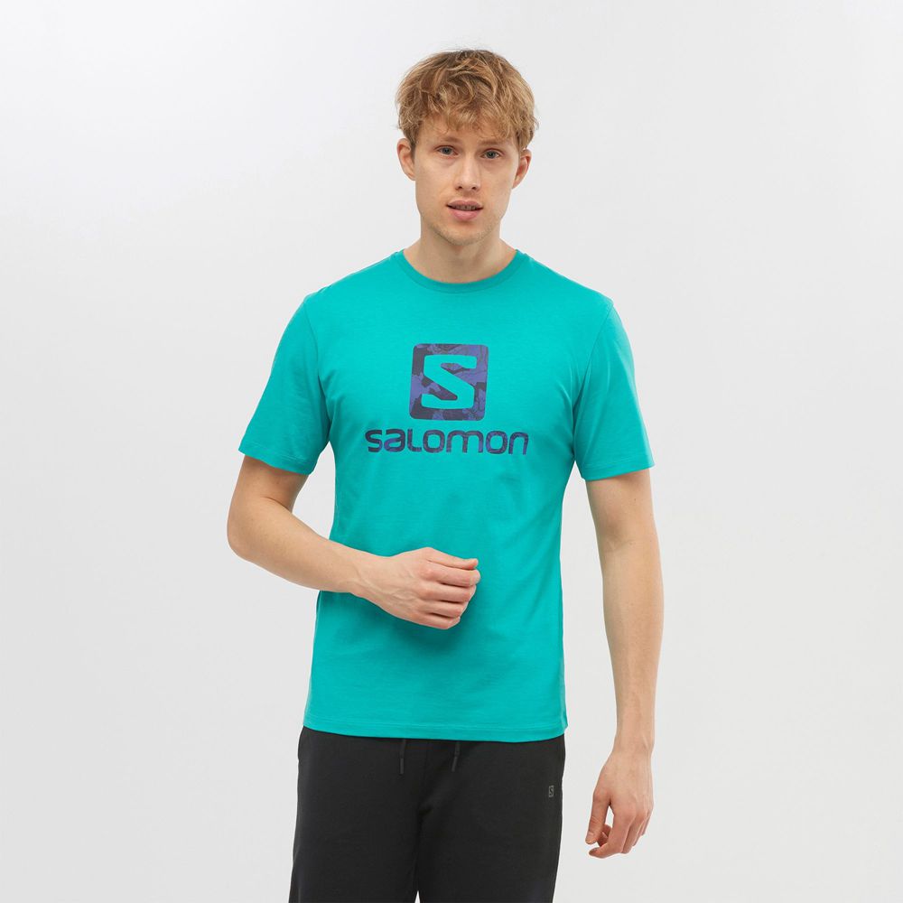 Salomon OUTLIFE LOGO Camisetas Hombre - Verde Menta - Colombia (08762-GYKL)